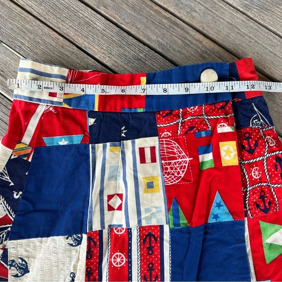 Vintage 50s 60s Patchwork Nautical High Waist Maxi Skirt Patriotic Sailing Med - Picture 12 of 15